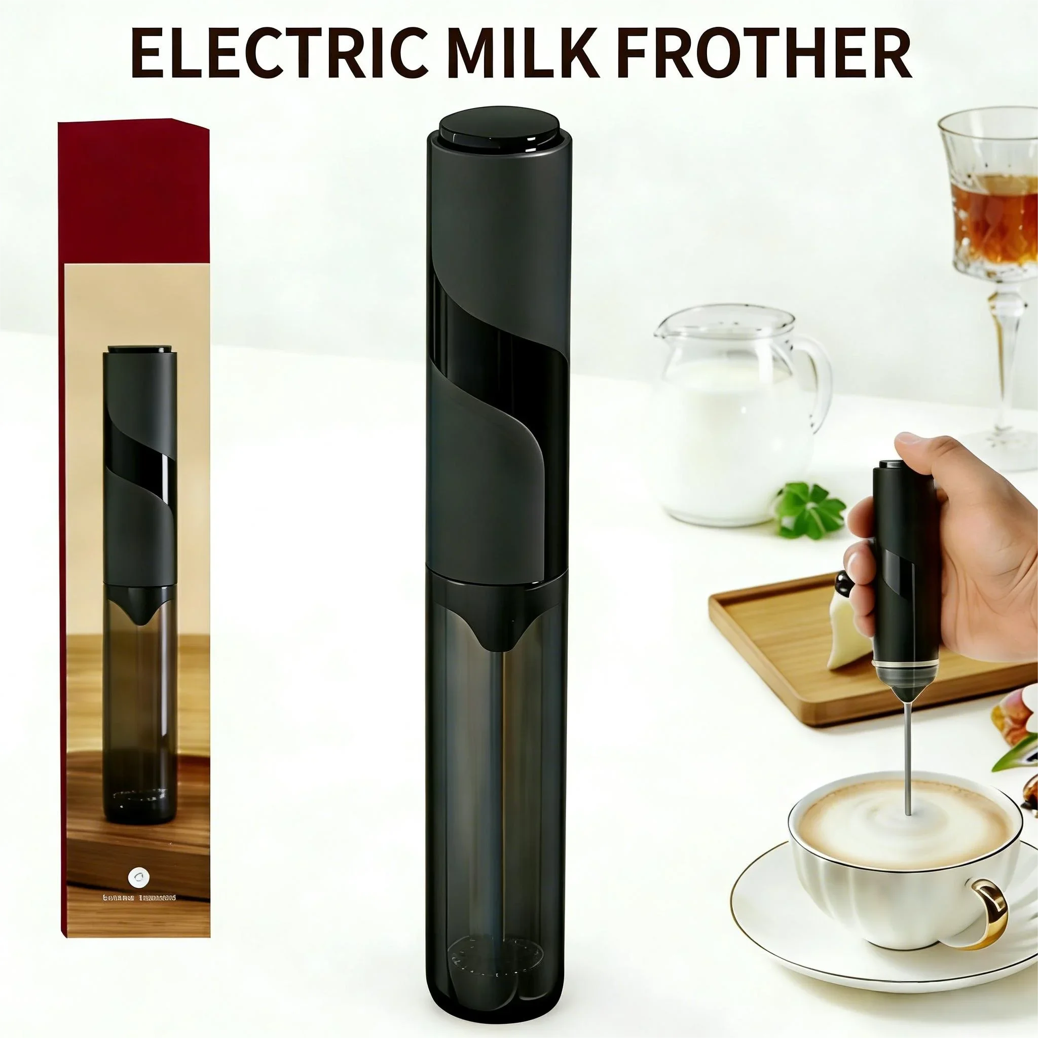 KLT Kitchen Powerful Stirrer Milk Frother Handheld Foam Maker for Lattes Whisk Drink Mixer Coffee Electric Egg Beater