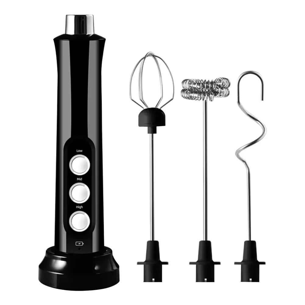 3 In 1 Rechargeable Electric Milk Frother Foam Maker Handheld Foamer High Speeds Drink Mixer Coffee Frothing Wand