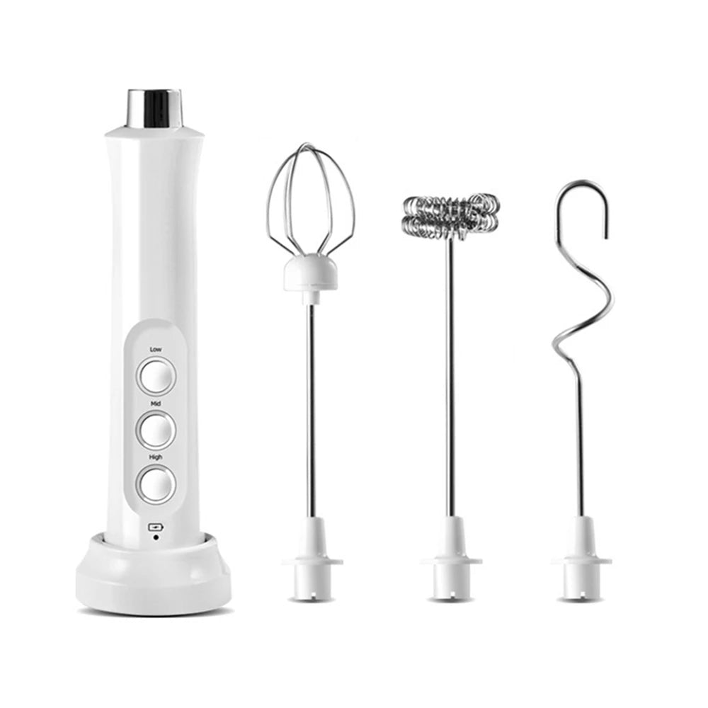3 In 1 Rechargeable Electric Milk Frother Foam Maker Handheld Foamer High Speeds Drink Mixer Coffee Frothing Wand